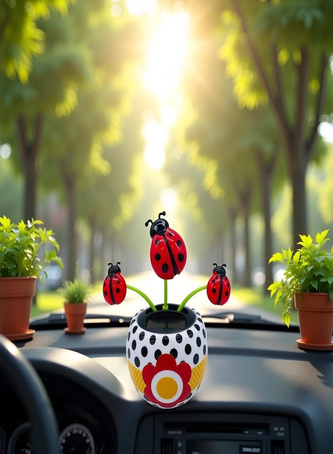 Tnyvm Red Bug Solar Powered Dancing Flower for Car, Car Windowsill Decoration Desktop Solar Dancing Ornament, Solar Dancing Figurines, Automatic Swinging Decoration Car Dashboard Ornaments, Decorations - Image 5